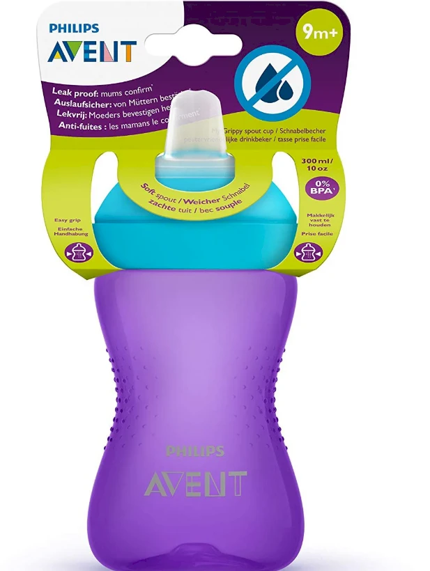 Philips AVENT puodelis minkštu, kramtymui atspariu snapeliu, 300 ml, violetinis