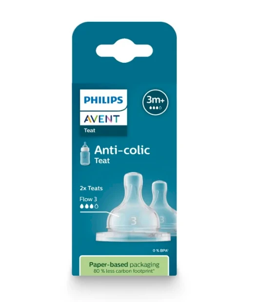 Philips AVENT Anti-Colic M žindukai nuo 3 mėn., 2 vnt., trys skylutės