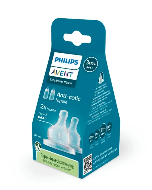 Philips AVENT Anti-Colic M žindukai nuo 3 mėn., 2 vnt., trys skylutės