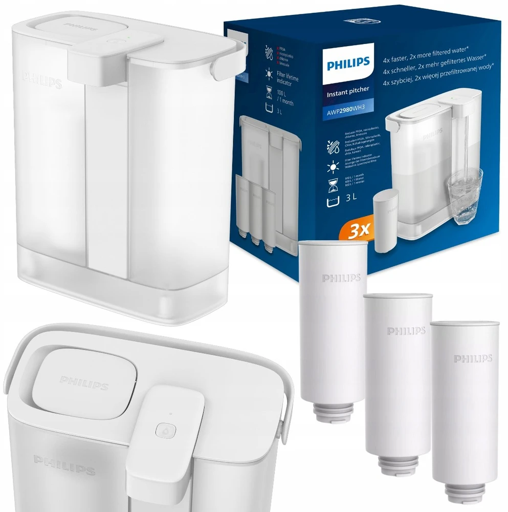 Philips AWP2980WH3/10 + 3 filtry Micro X-Clean balta