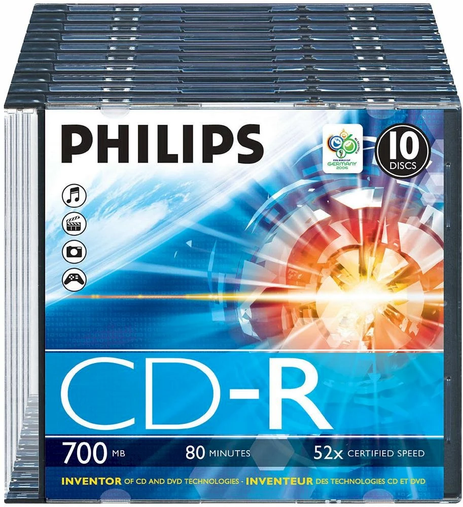 1x10 Philips CD-R 80Min 700MB 52x SL