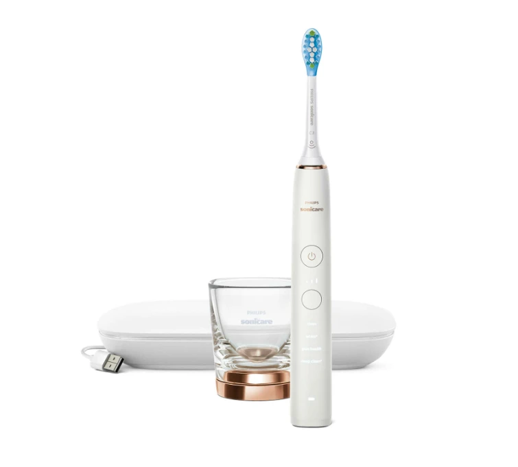 Philips Sonicare DiamondClean 9000 baltas šepetėlis su priedais