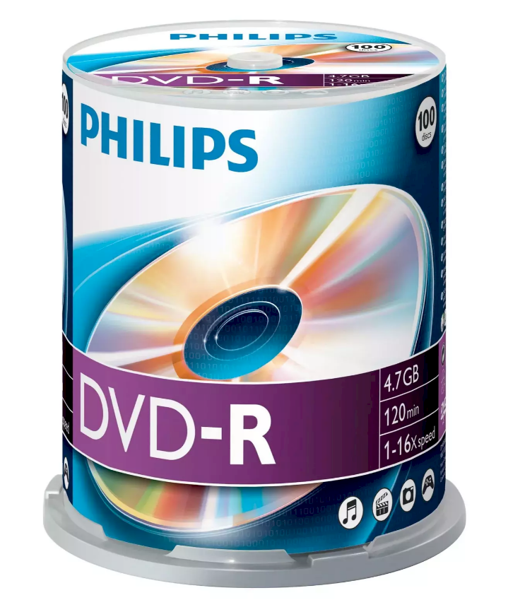1x100 Philips DVD-R 4,7GB 16x SP