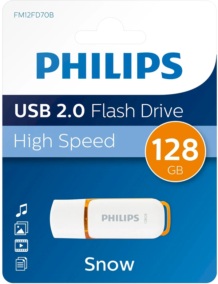 Oranžinė atmintinė Philips USB 2.0 128GB Snow Edition Sunrise Oranžinė