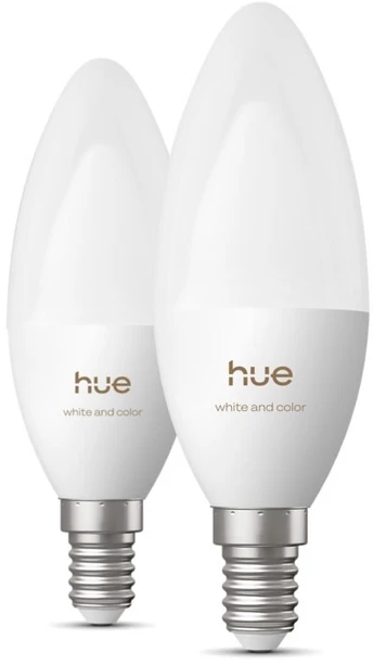 „Philips Hue“ E14 3,7 W RGBW B39 žvakių lemputės, 2 vnt. pakuotėje