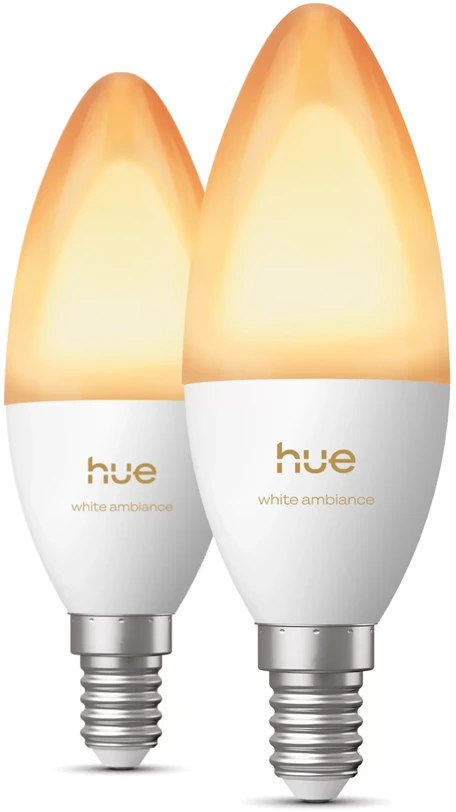 Philips Hue E14 3,7W Światło balta (1000-20000K) B39 świeczka 2-pak