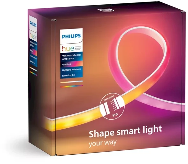 Philips Hue Lightstrip apšvietinimo ilginimo juostelė, 1 m., Baltos spalvos su įvairiaspalve šviesa