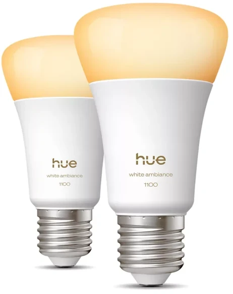 Philips Hue WA 1100 A60 2P EU | E27 | 8,1 W | Nuo šiltos iki vėsios baltos šviesos | „Bluetooth“ ir „Zigbee“