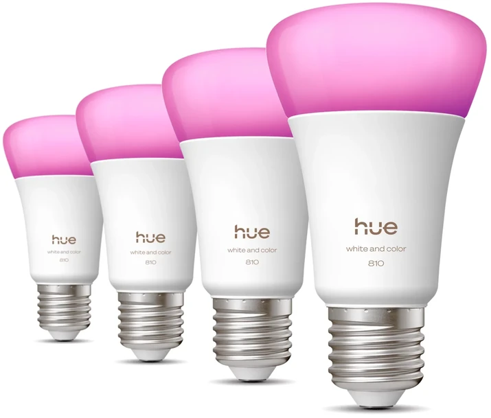 „Philips Hue WCA 810 A60 E27 4P EU“ | E27 | 6 W | Baltos ir spalvotos šviesos | „Bluetooth“ ir „Zigbee“