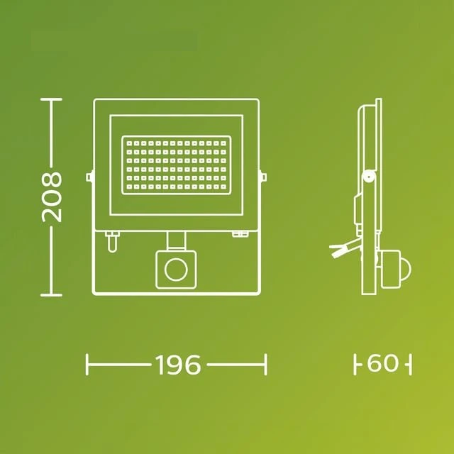 Philips Lois LED prožektorius 50W | 5400lm | 3000K | IP65 | Judesio jutiklis | Prieblandos jutiklis | Juoda