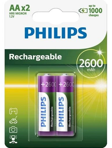 Philips Įkraunama baterija AA NiMH 2600mAh 2 vnt.