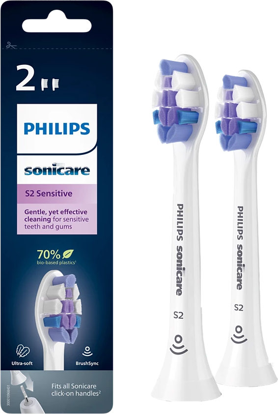 Philips Sonicare S2 Sensitive Standartinės „Sonic“ dantų šepetėlio galvutės HX6052/10