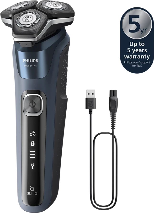 Philips 5000 Series barzdaskutė su USB laidu ir garantijos žyma