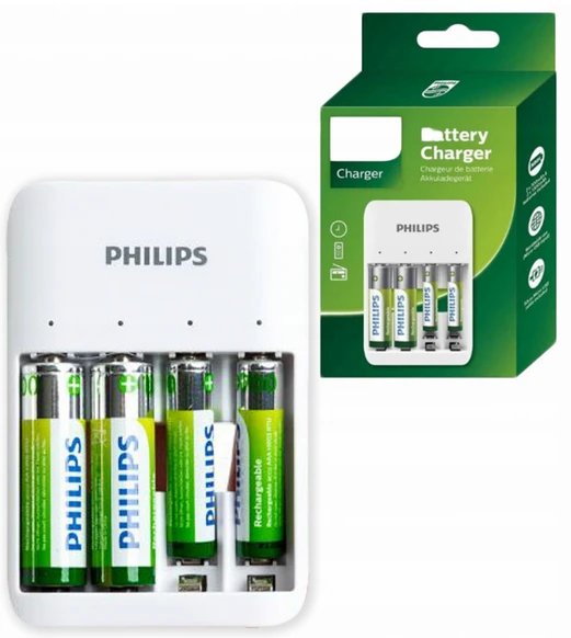 Įkroviklis Philips + 2x700mAh AAA + 2x1300mAh AA