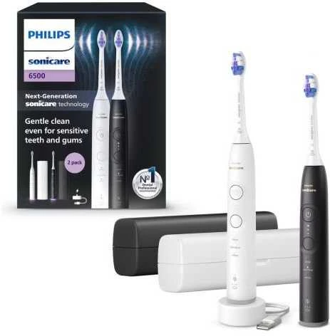 Elektriniai dantų šepetėliai Philips Sonicare Series 6500 HX7419/01, 2 vnt. (juodas ir baltas)