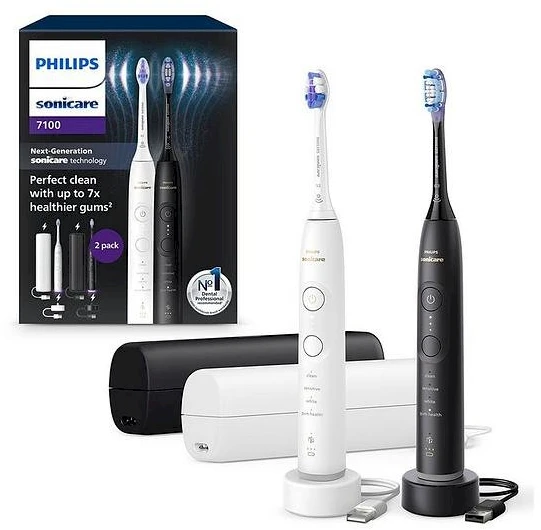 Elektriniai dantų šepetėliai Philips Sonicare 7100 HX7429/02, 2 vnt., juodas ir baltas