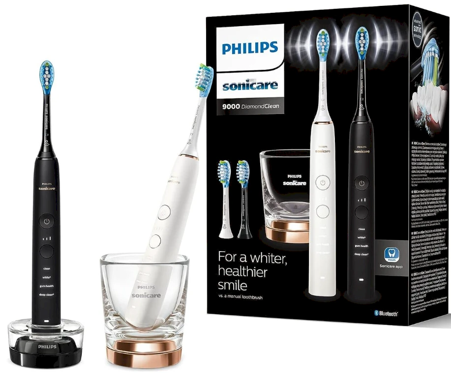 Šepetėlis Philips Sonicare DiamondClean 9000 HX9914/57 2 vnt. Juoda/Balta