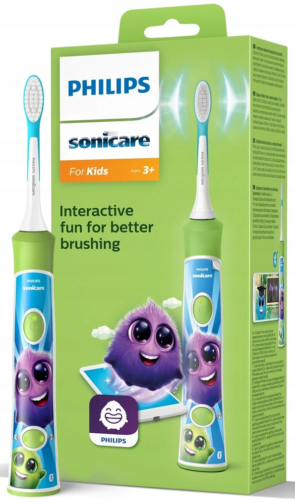 Elektrinis vaikiškas dantų šepetėlis Philips Sonicare For Kids, HX6352/11, žalias