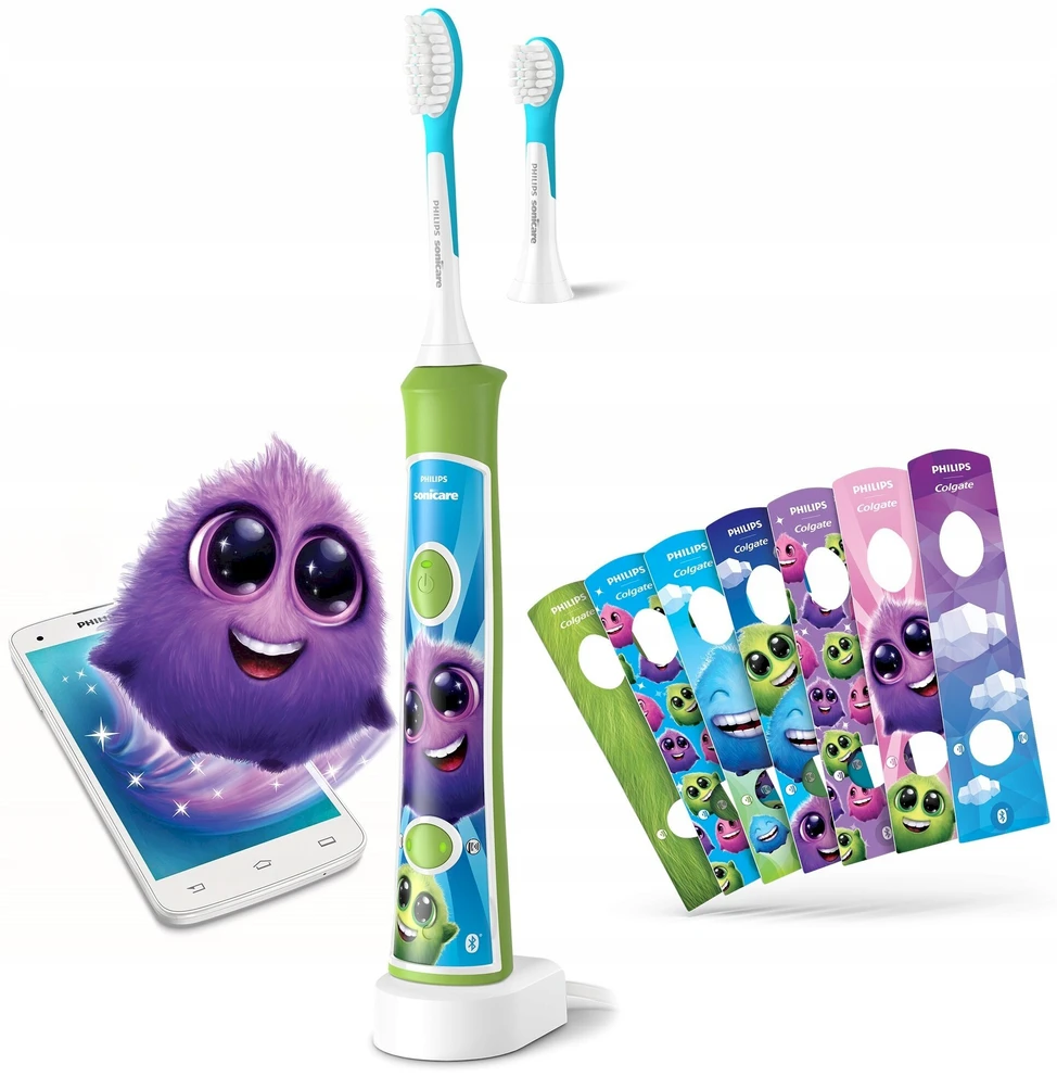 Elektrinis vaikiškas dantų šepetėlis Philips Sonicare For Kids, HX6352/11, žalias