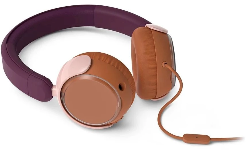 Laidinės vaikiškos ausinės Philips TAK2000MP/00, violetinės ir rudos spalvos