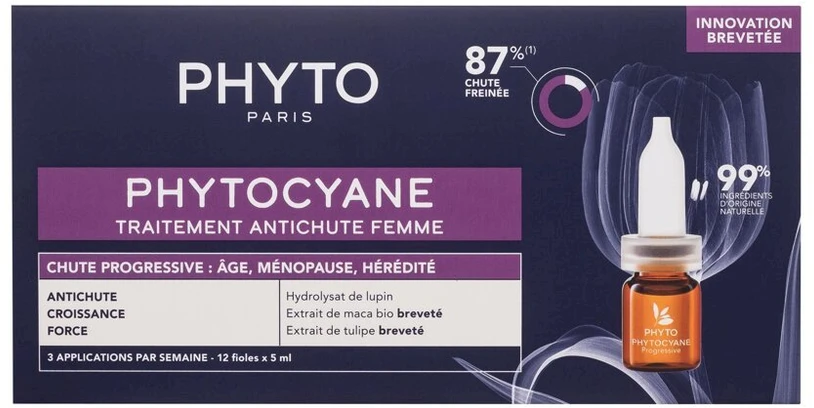 Phyto „Cyane“ progresuojančio plaukų slinkimo gydymas moterims 12 x 5 ml