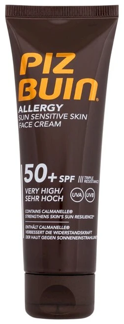 Saulei jautrios odos veido kremas Piz Buin Allergy SPF50, 50 ml