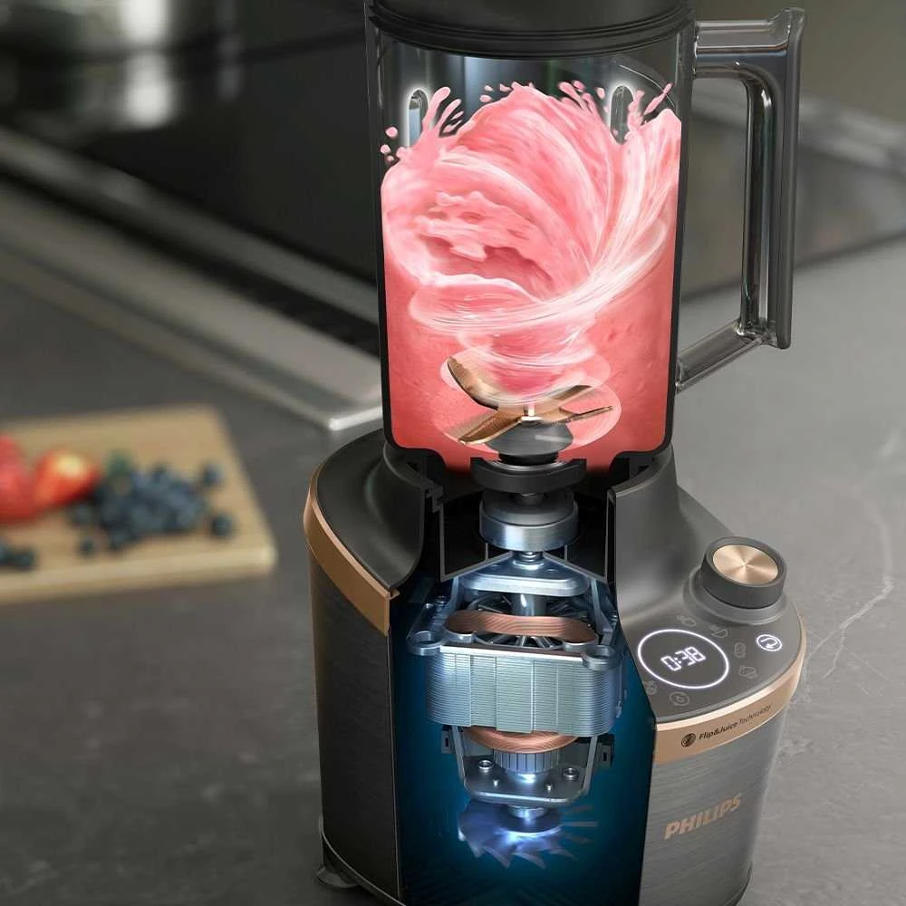 Philips Flip&Juice™ Didelio greičio maišytuvas su sulčiaspaudės moduliu HR3770/10, Juodas