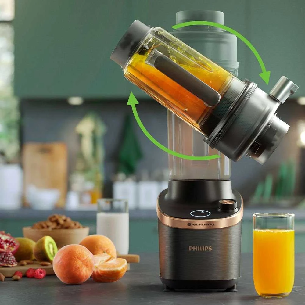 Philips Flip&Juice™ Didelio greičio maišytuvas su sulčiaspaudės moduliu HR3770/10, Juodas
