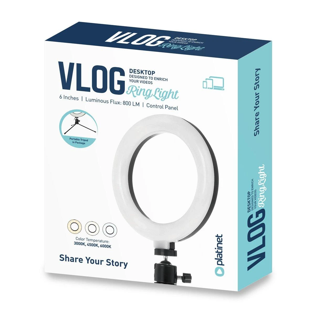 Platinet žiedinis šviestuvas PMRL6 Vlog LED Desktop 6"