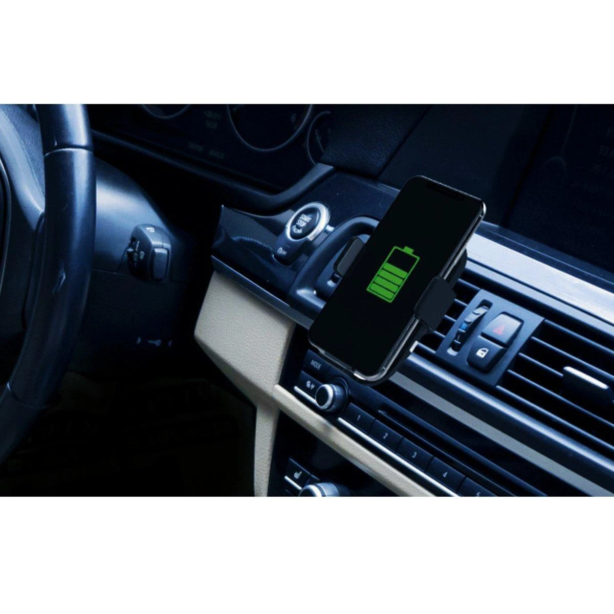 Platinet automobilinis telefono laikiklis ir QI belaidis įkroviklis 2A/10W PUCHWI