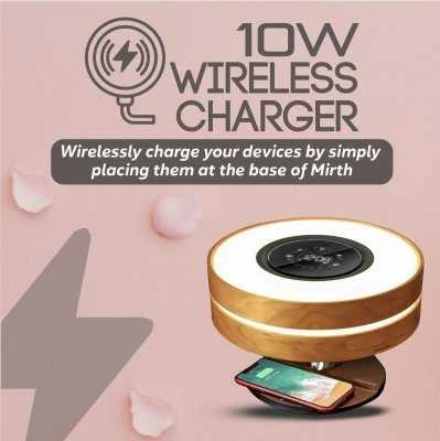 Garsiakalbis Promate Mirth 3in1 / Naktinė lempa / Bluetooth garsiakalbis 10W / Qi belaidis įkrovimas / LED laikrodis