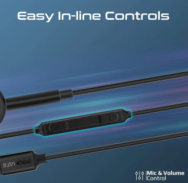Ausinės Promate MonoPod Ergonomic Mono MFI Certified In-Ear su laidu Earphones Lightning / 1.3m