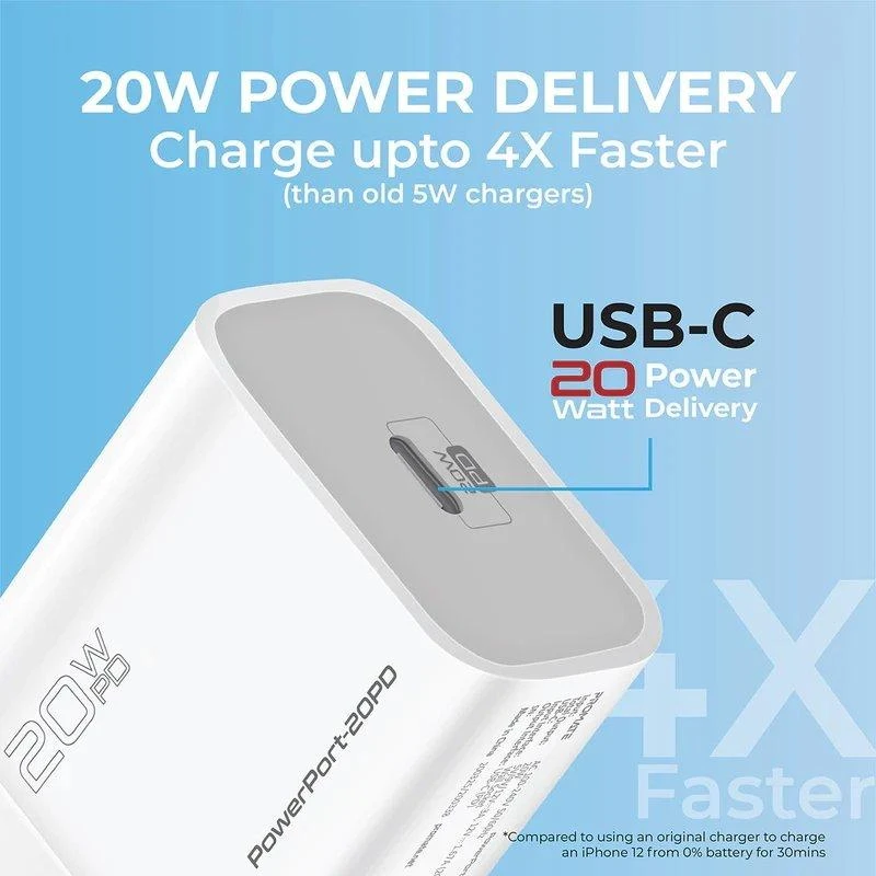 Promate PowerPort-20PD Premium kelioninis įkroviklis Type-C PD 20W