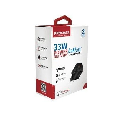 PROMATE PowerPort-33 GaNFast įkroviklio adapteris 33W / USB-C PD / USB-A