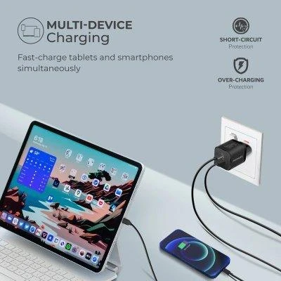 PROMATE PowerPort-33 GaNFast įkroviklio adapteris 33W / USB-C PD / USB-A