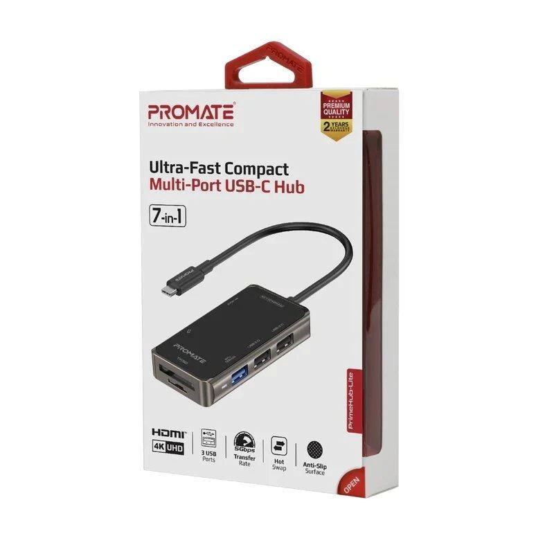 PROMATE PrimeHub-Lite USB-C multimedijos šakotuvas / 4K HDMI / USB3.0 / SD / PD