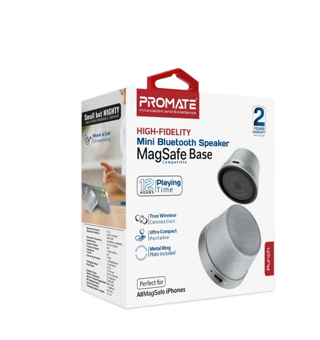 „Promate Punch Mini MagSafe“ „Bluetooth“ garsiakalbis