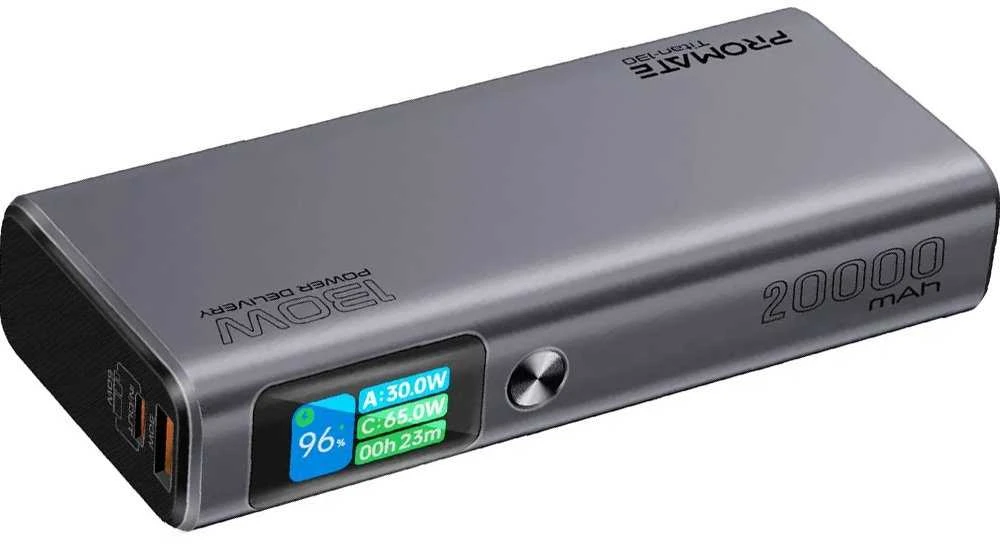 „Promate Titan-130“ išorinė baterija, 130 W / 20000 mAh / USB-C PD / QC3.0