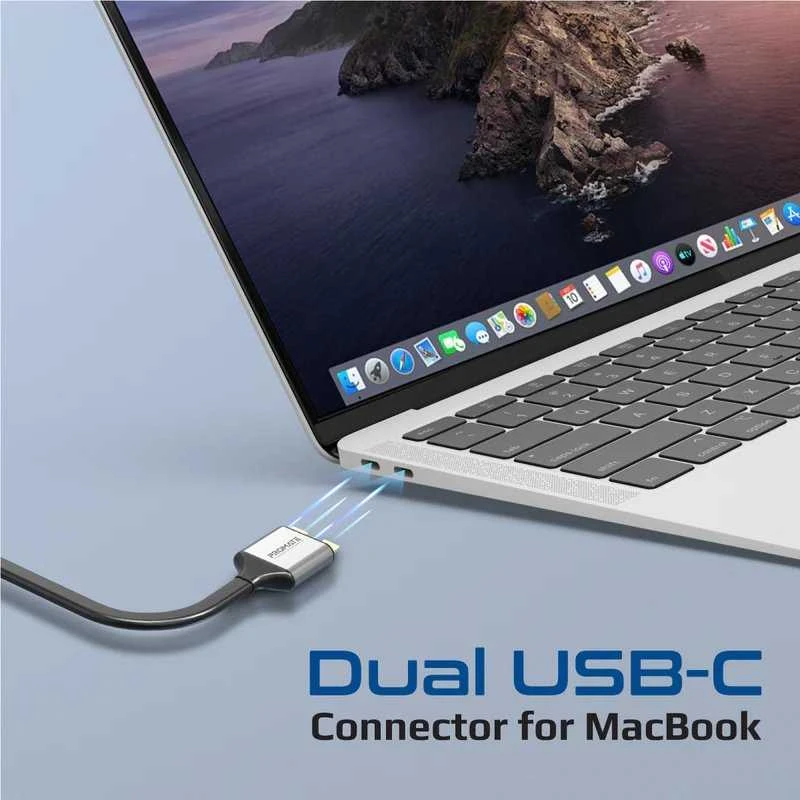 PROMATE VersaHub-MST 13 viename dvigubas USB-C multimedijos šakotuvas / dvigubas 4K HDMI / USB3.0 / 150 W