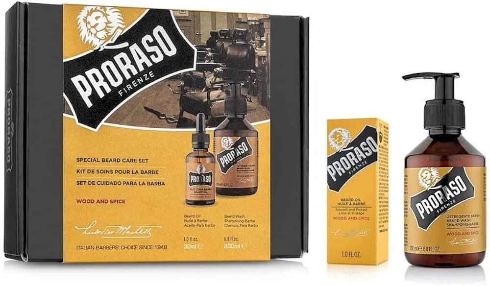 Barzdos priežiūros rinkinys Proraso Duo Pack Wood & Spice Beard Oil & Shampoo, 1vnt