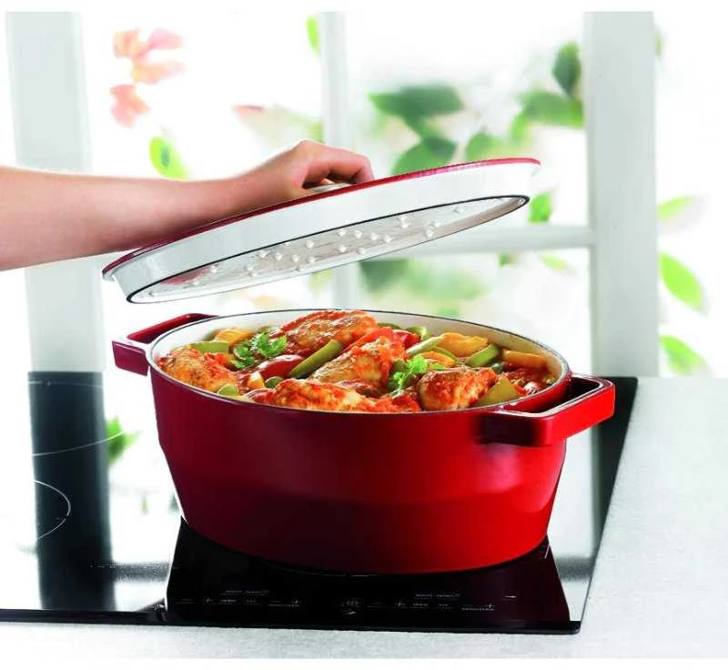 Pyrex Ketaus puodas 29cm 3,8l SLOWCOOK ovalus raudonas