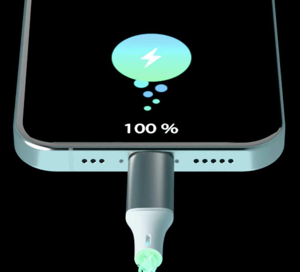 Qualo QCS-AC-00 šviečiantis kabelis USB-A – USB-C / 15W / 1m / LED