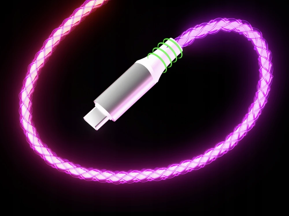 Qualo QCS-AC-00 šviečiantis kabelis USB-A – USB-C / 15W / 1m / LED
