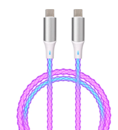 Qualo QCS-CC-00 šviečiantis USB-C laidas / 1m / 3A