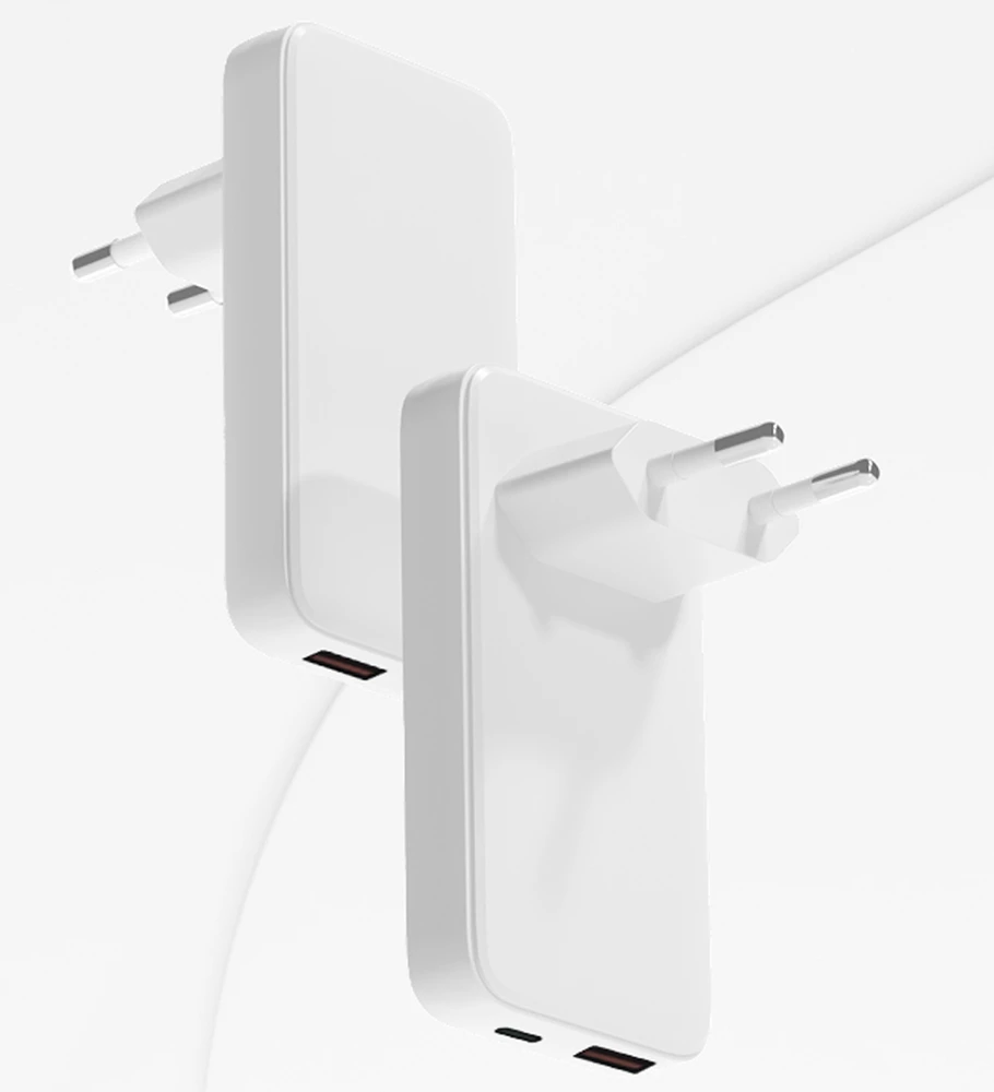 „Qualo QLS-GN-US-AC-45-00 GaN“ itin plonas GaN įkroviklis USB-C / 45 W