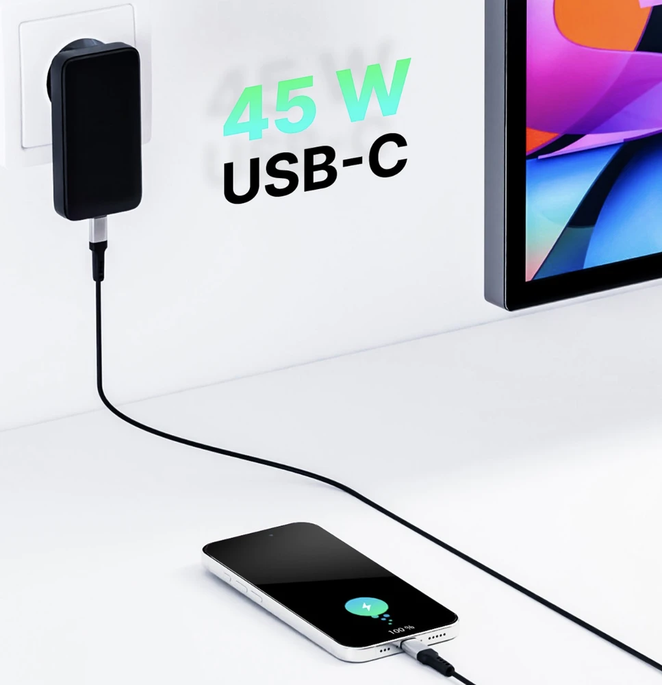 Qualo QLS-GN-US-AC-45-01 GaN Ultra Slim GaN Charger USB-C / 45W