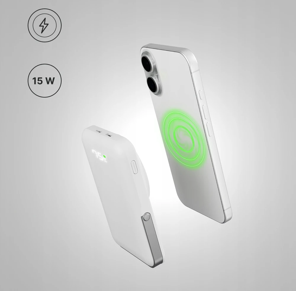 „Qualo QMPB5-LD-00 MagSafe“ belaidis įkroviklis, 10000 mAh / LED / 20 W / USB-C / „Lightning“