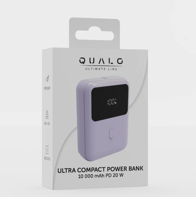 Qualo QPB10‑LD‑20‑09 Power Bank 10000mAh / LED / 20W / USB-A / USB-C