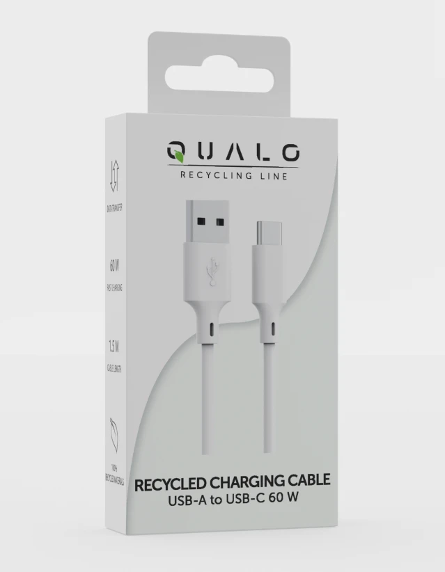 Qualo QRC-AC-00 kabelis USB-A – USB-C / 1.5m / 60W / baltas