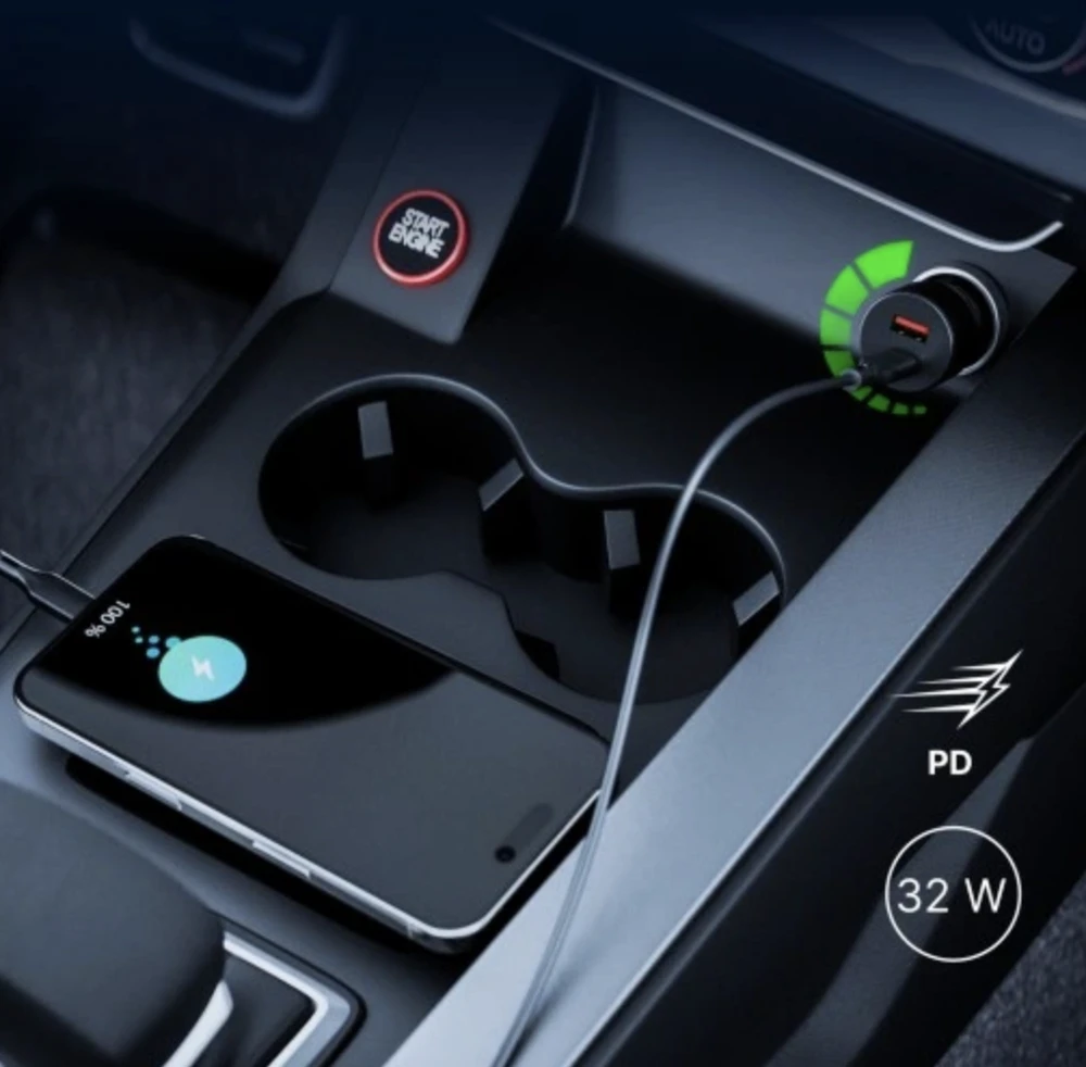 Qualo QRLS-AC-01-32 USB / USB-C automobilinis įkroviklis 32W